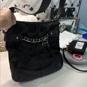 Coach Black Signature Chain duffle bag EUC